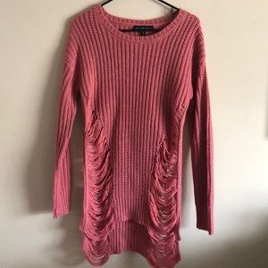 Pink Distressed Sweater